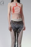 RUI fish scale stitching mesh flared pants RSS23KN06 nightfall black and gray gradient